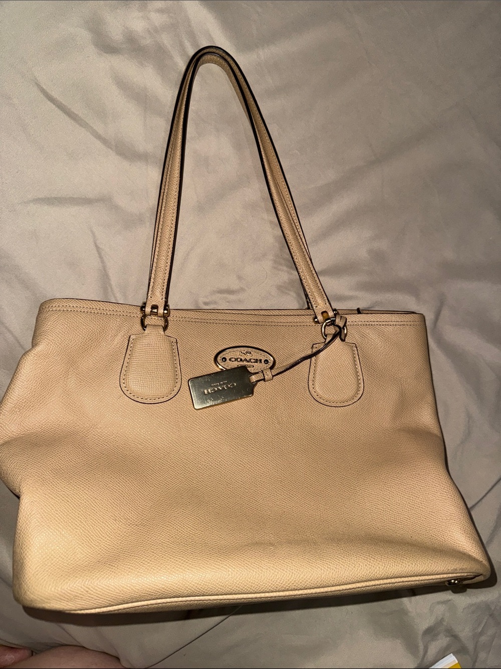 Coach Kitt Carryall Light Saddle Tan Crossgrain Leather Shoulder Bag F34388